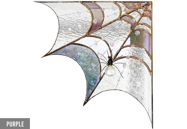 Flat Acrylic Stained Faux Glass Spiderweb Door Topper - Available in Two Colours & Option for Two-Pack