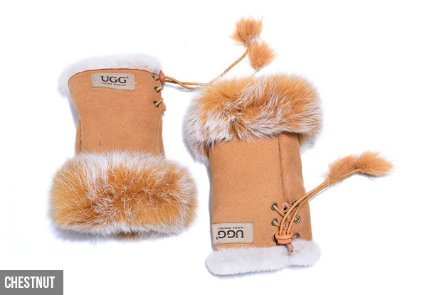 Women's Medium 'Cindy' Leather Fingerless UGG Gloves - Three Colours Available