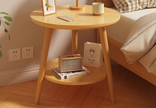 Two-Tier 50cm Wooden Round Side Table