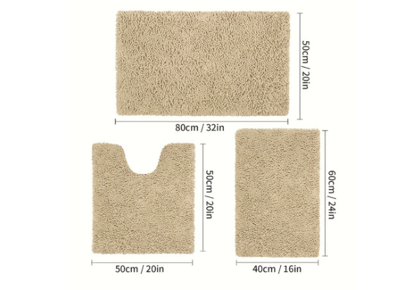 Three-Piece Non-Slip Absorbent Bath Mat - Seven Colours Available