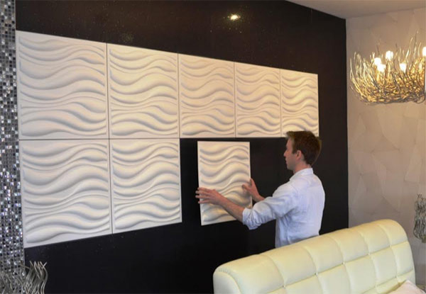 $79 for a 12-Pack of 3D WallArt Panels - Waves Design