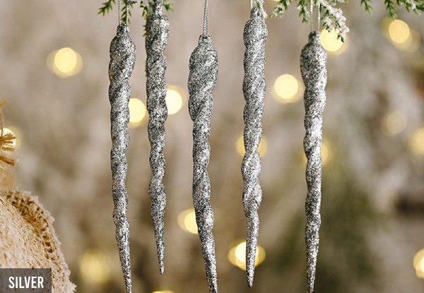 12-Pack of Christmas Icicles - Five Colours Available