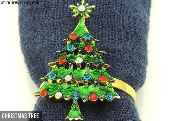 Four-Pack Christmas Napkin Rings - Five Styles Available & Option for Eight-Pack