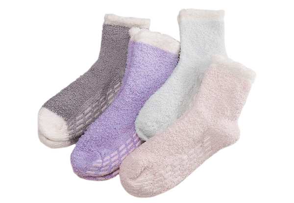 Four-Pair Women's Non-Slip Grip Socks