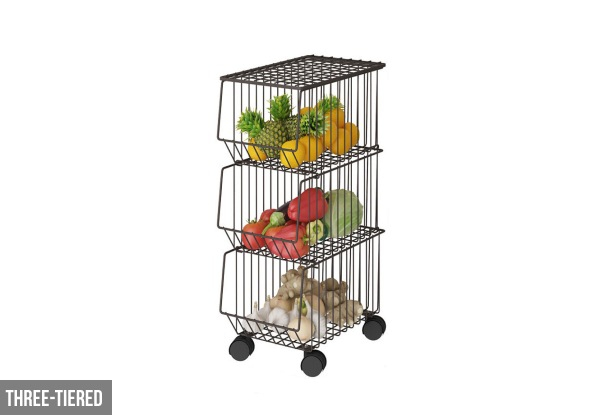 Tiered, Rolling Vegetable Basket Stand - Four Options Available