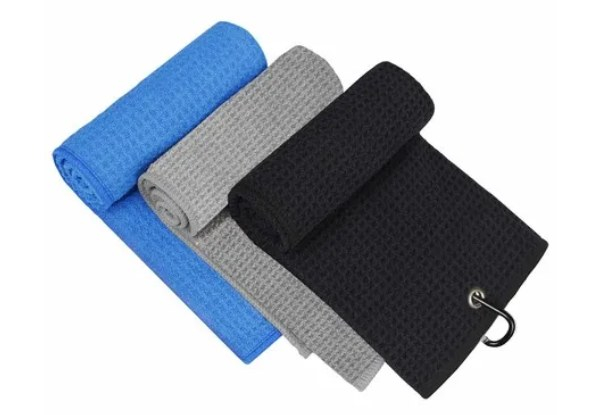 Three-Piece Microfibre Golf Towels with Carabiner Clip