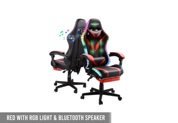 Neader High Back Gaming Office Massage Chair with RGB LED Light - Option with Bluetooth Speaker