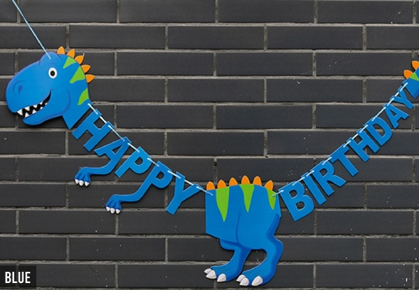 Dinosaur Happy Birthday Wall Banner - Three Colours Available & Option for Two-Pack