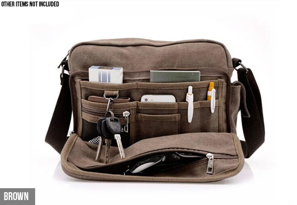 Multi-Pocket Canvas Satchel - Four Colours Available