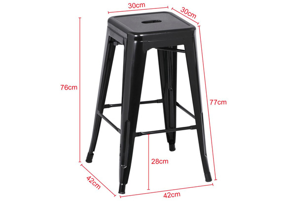 Set of Four Tall Metal Bar Stools - Two Colours Available
