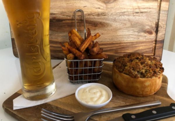Handcrafted Hangi Pie, Kumara Chips, Cold Glass of Carlsberg & Traditional Steam Pudding with Custard & Cream - Valid for Lunch or Dinner