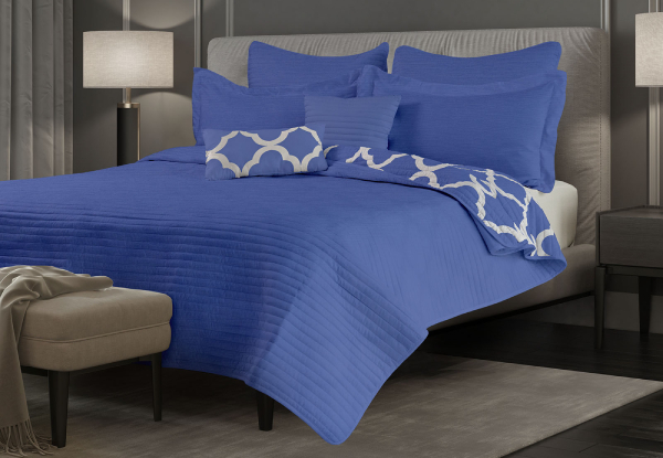 Seven-Piece Royal Comfort Bamboo Cooling Reversible Comforter Set - Available in Three Colours & Two Sizes