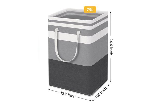 75L Grey Laundry Basket with Carry Handle - Option for 100L