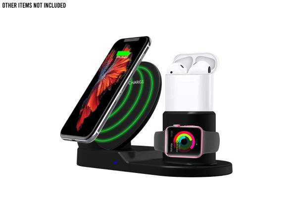 Three-in-One Wireless Charging Station Stand Dock Compatible with Apple Watch, Airpods & iPhone