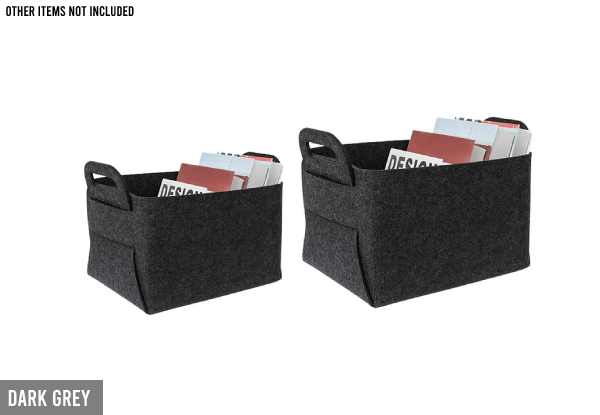 Two-Pack of Felt Collapsible Storage Baskets - Two Colours & Two Sizes Available