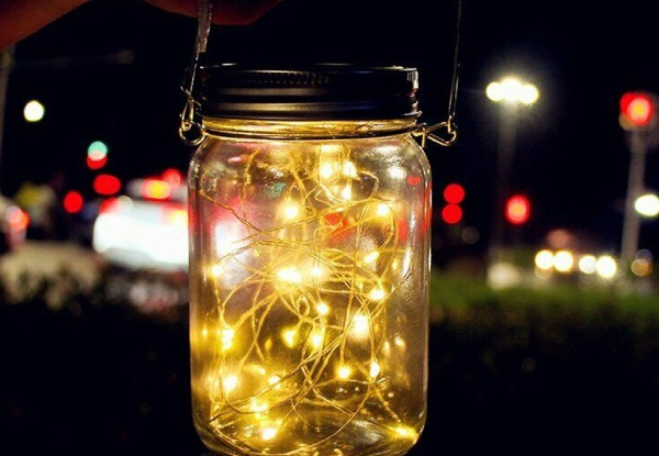 Solar LED Mason Jar Decorative Fairy Light - Three Colours Available
