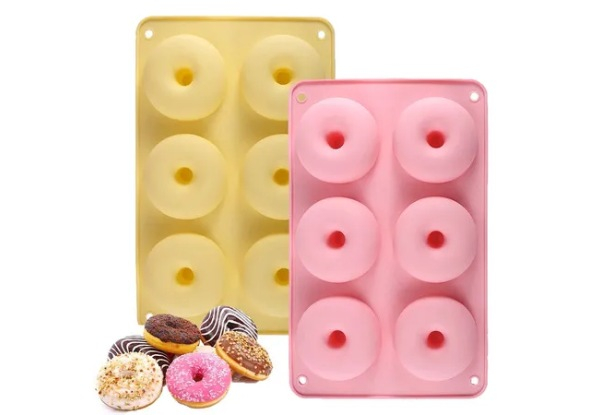 Two-Piece Non-Stick Silicone Donut Mould Set - Four Colours Available