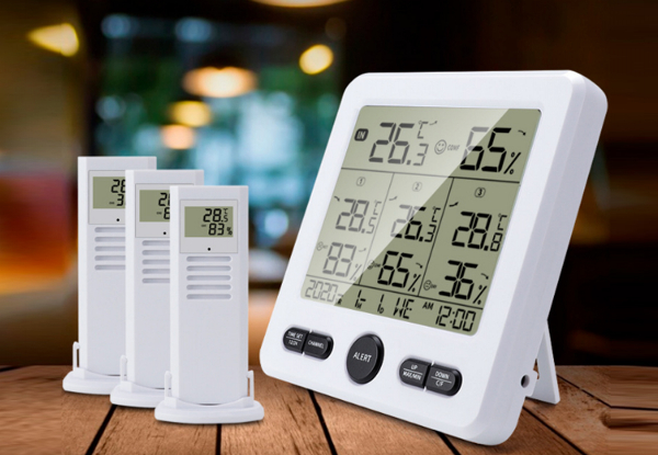 Digital Thermometer with Three Remote Sensors - Two Colours Available