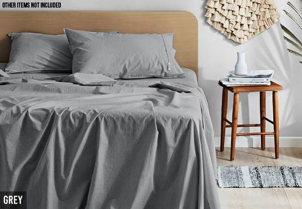 Canningvale Vintage Softwash Sheet Set Range - Two Sizes & Ten Colours Available with Free Delivery