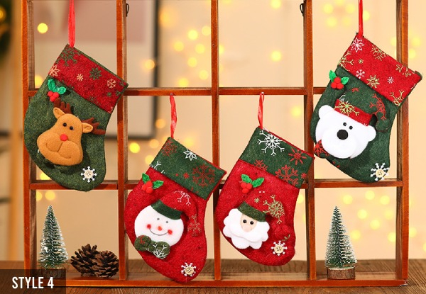 Four-Piece Christmas Stockings Classic Kit Decor - Available in Eight Styles & Three Sizes