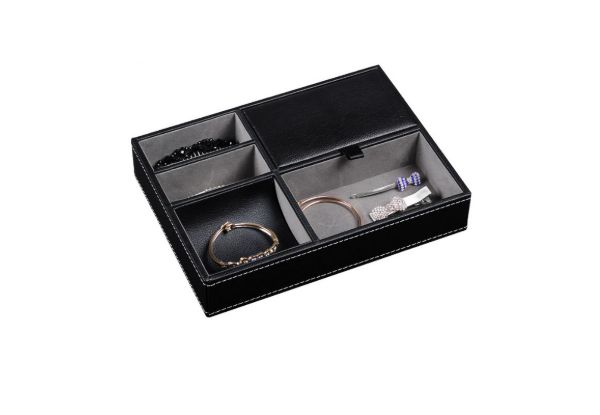 Five-Compartment Leather Valet Storage Box - Option for Two-Pack