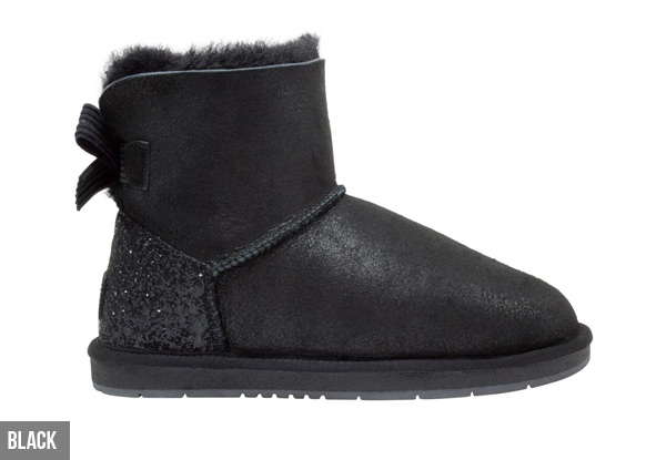 Auzland Women's 'Selena' Nappa Mini Ribbon UGG Boots - Two Colours Available