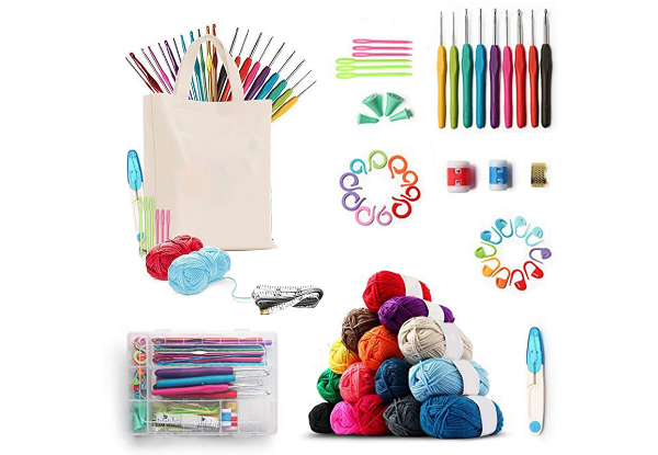 73-Piece Yarn Balls & Tote Bag Crochet Kit