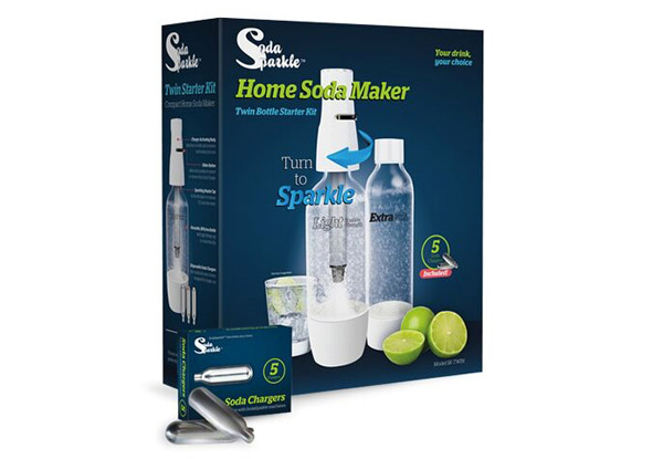 SodaSparkle Twin Bottle Home Soda Maker Starter Kit