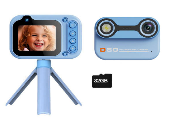 Kids Water-Resistant Camera Incl. 32GB Card - Three Colours Available