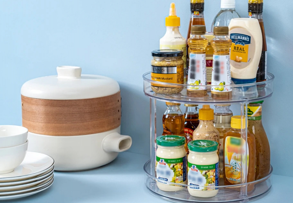 Two-Tier Lazy Susan Turntable Storage Rack - Available in Two Sizes & Option for Two
