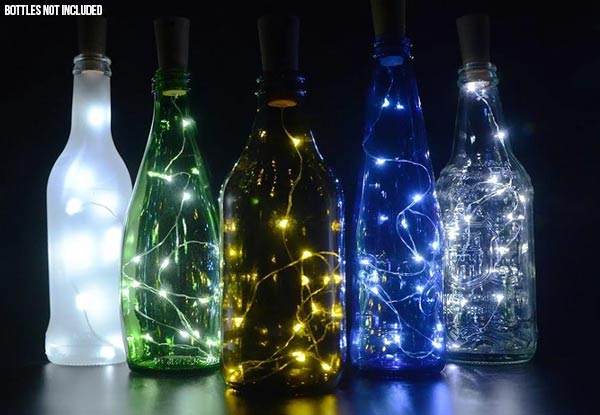 Four-Pack of LED Wine Bottle Cork Lights - Five Colours Available & Option for Eight-Pack