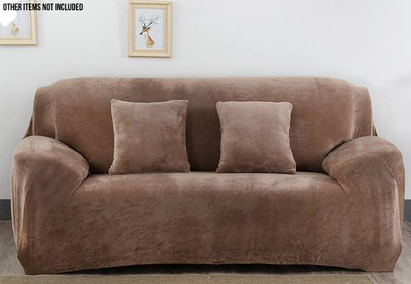 Solid Colour Plush Elastic Sofa Cover Range - Four Sizes & Seven Colours Available