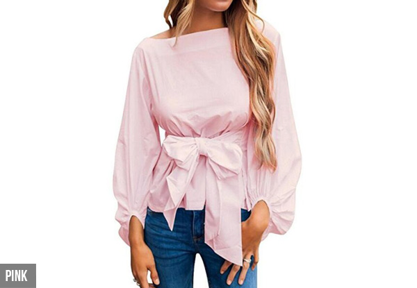 Tie Front Boat Neck Top - Four Colours & Four Sizes Available with Free Delivery