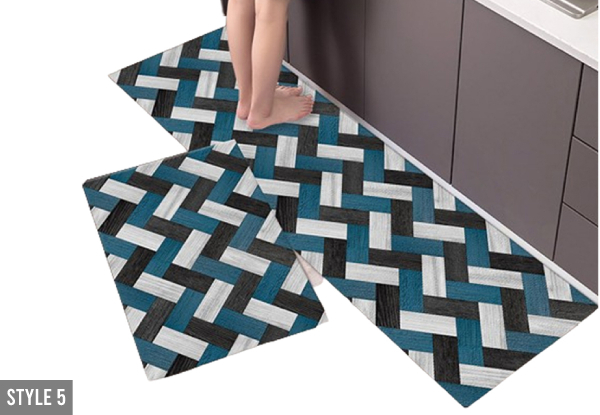 Two-Piece Non-Slip Kitchen Floor Mat Set - Five Styles Available