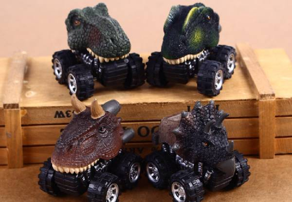 Two-Pack of Mini Dino Car Toys - Four Styles Available & Option for Four-Pack with Free Delivery