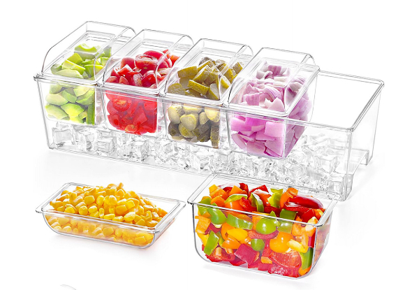 Ice Chilled Condiment Caddy with Five Containers