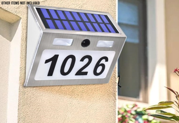 Solar-Powered LED House Number Plaque