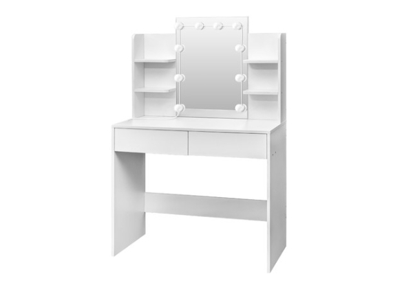 Hollywood Vanity Makeup Table with LED Lighted Mirror