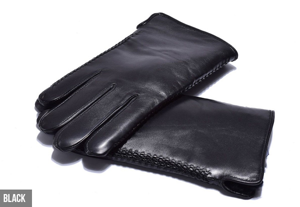Auzland Men's Classic Leather UGG Gloves - Two Colours & Four Sizes Available