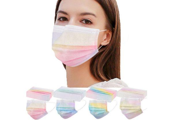 10-Pack of Rainbow Disposable Face Masks - Four Options Available