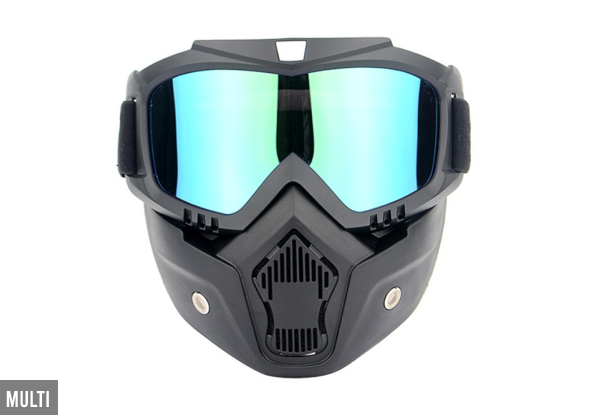 Motorcycle Helmet Riding Goggles with Removable Face Mask - Five Colours Available