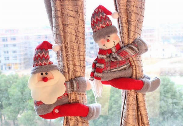 Two-Pack Christmas Curtain Decorations - Three Styles Available & Option for Four-Pack