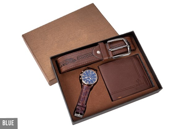 Men's Watch, Waist Belt & Wallet Gift Set for Father's Day - Three Colours Available