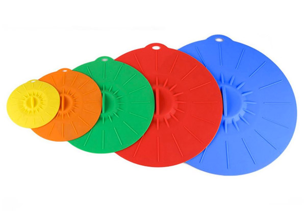 Set of Five Reusable Silicone Food Covers