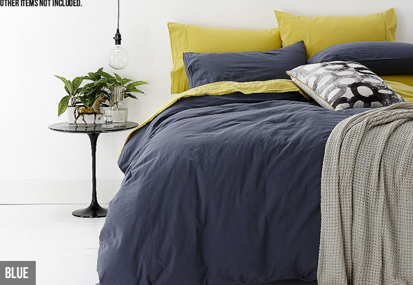 Park Avenue European Vintage-Washed 100% Cotton Quilt Cover Set - Three Sizes & Range of Colours Available with Free Delivery