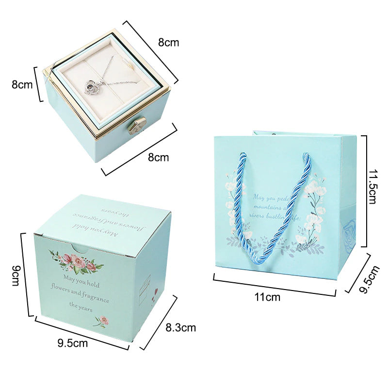 Preserved Rose Flower Proposal Jewellery Box - Four Colours Available