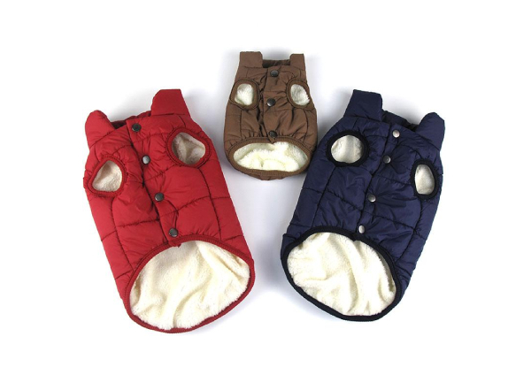 Winter Dog Jacket With Soft Lining and Clips -Three Colours & Seven Sizes Available