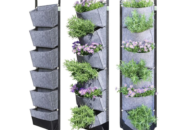 Six-Pocket Vertical Wall Hanging Planting Bag - Available in Two Colours & Option for Two-Pack