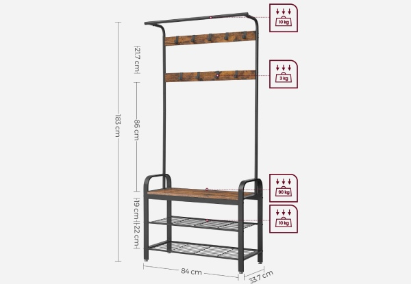 Vasagle Coat Rack with Shoe Storage Bench