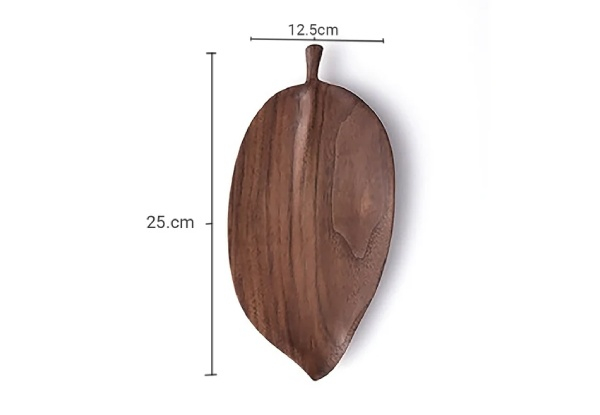 Soga Two-Piece Walnut Leaf Shape Wooden Tray